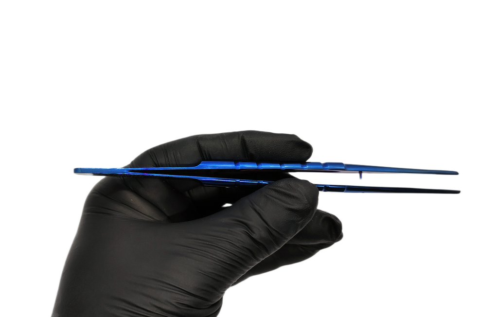 PINZA MICROQUIRURGICA DE MANO IZQUIERDA AZUL