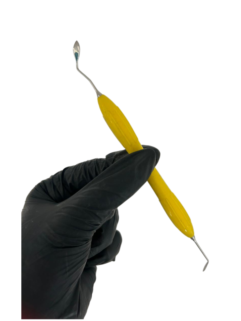 ESPÁTULA PARA COMPOSITE DE MANGO SILICONADO AMARILLO