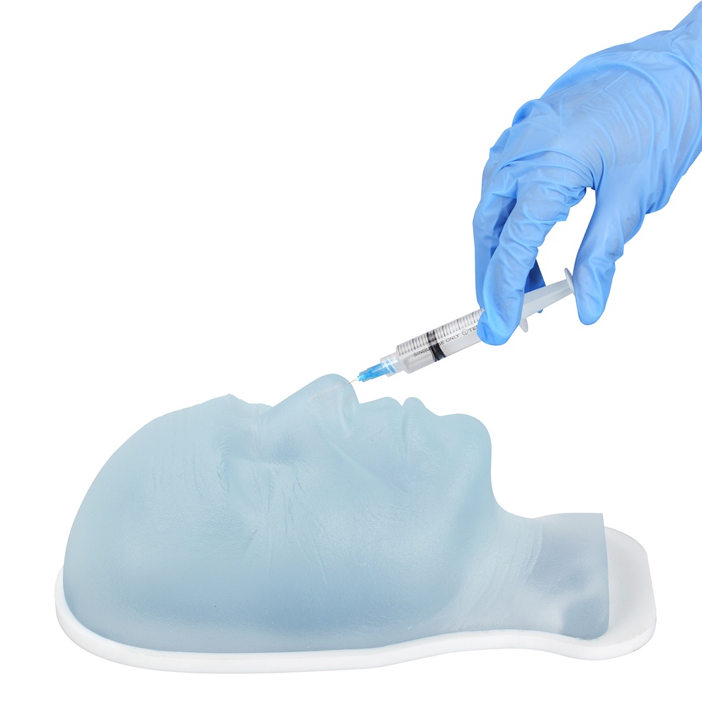 MODELO FACIAL TOTAL DE SILICONA TRANSPARENTE PARA PRÁCTICAS DE INYECCIÓN