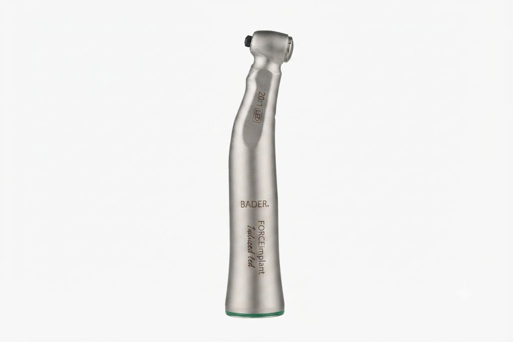 CONTRA ÁNGULO REDUCTOR FORCEIMPLANT 20:1 VERDE LUZ LED AUTOGENERADA