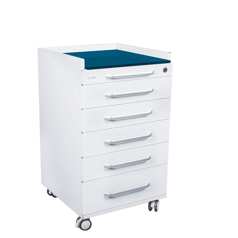 MUEBLE RODANTE CON CAJONERA Y TAPA DE CRISTAL MODELO EROS