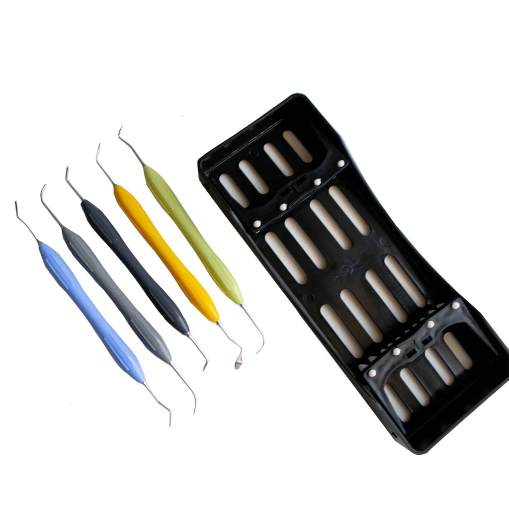 KIT DE 5 ESPATULAS PARA COMPOSITE CON CASETTE PLASTICO DE REGALO