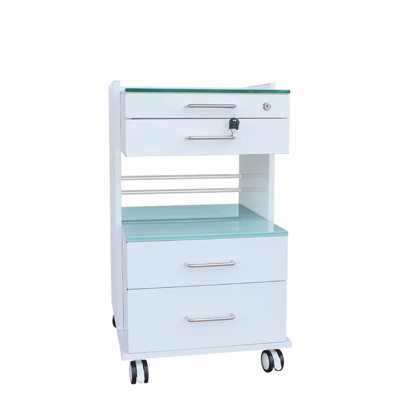 MUEBLE RODANTE CON DOBLE CAJONERA TAPA CRISTAL - MODELO ATENEA