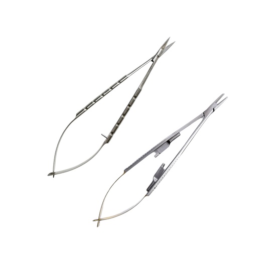 [C0043-1] COMBO CASTROVIEJO (TIJERA + PINZA) 16cm GRIS