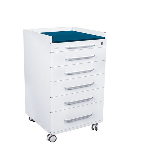 MUEBLE RODANTE CON CAJONERA Y TAPA DE CRISTAL MODELO EROS